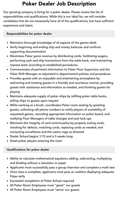 75+ Poker Dealer Jobs, Employment August 27, 2024.